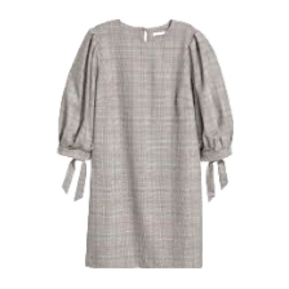 H&M Dresses & Skirts - H&M Glenn Plaid Houndstooth Dark Academia Structured Pouf Sleeves w Tie Detail